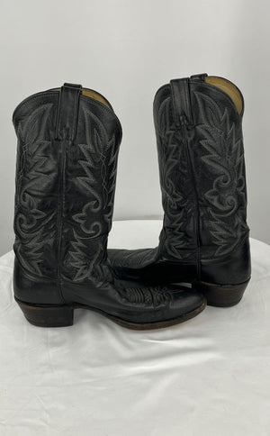 Dan Post Men's Black Leather Inlay Western Cowboy Boots Size 9 EW