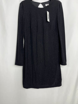 DKNY Studded Mixed Media Sheath Dress Black Shimmer Women's Size 12 NWT