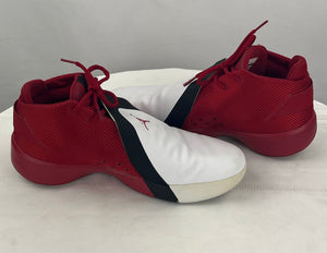 Nike AR0044-601 Red White Black Striped Mid Top Basketball Shoes Men's Size 10.5