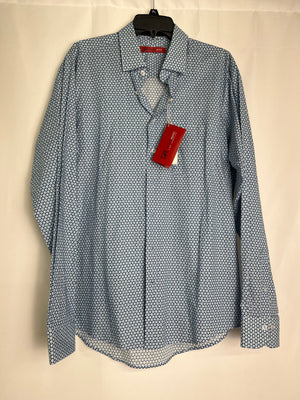 Gorg Roth Los Angeles Blue Multi Geo Print Button Down Shirt Men's Large NWT